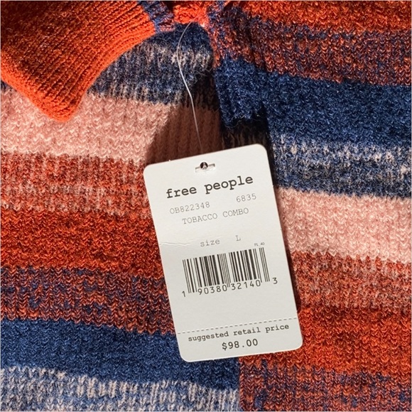 NWT Free People Best Intentions Striped Half Sleeve Sweater Shirt Size L - Picture 8 of 16